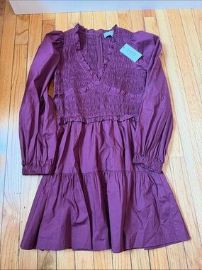 SEA Smocked Long-Sleeve Dress NWT